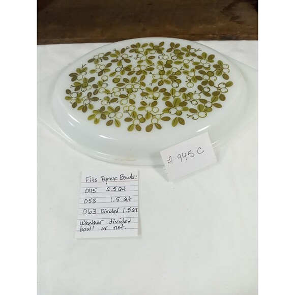 Vintage Pyrex 945  Verde Green Olive Ovenware Casserole  Lid ONLY FD4 - Picture 8 of 9